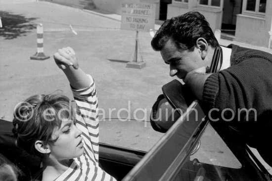 Brigitte Bardot in a Simca Aronde. She got the car (1955 or 56 Simca Aronde Week-end) as a fee for making advertising for Simca. Cannes Film Festival 1956. - Photo by Edward Quinn