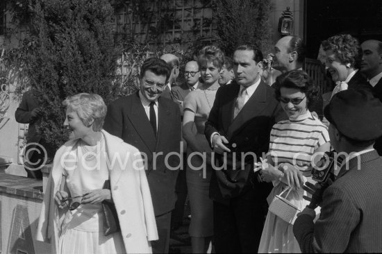 Michèle Morgan, Brigitte Bardot and François Mitterand. Cannes Film Festival 1956. - Photo by Edward Quinn