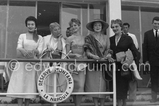 Brigitte Bardot, Michèle Morgan, Hedwigue Feullière. Cannes Film Festival 1956. - Photo by Edward Quinn