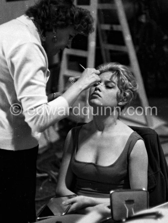 Brigitte Bardot. During filming of "Et Dieu créa la femme". Studios de la Victorine, Nice 1956. - Photo by Edward Quinn