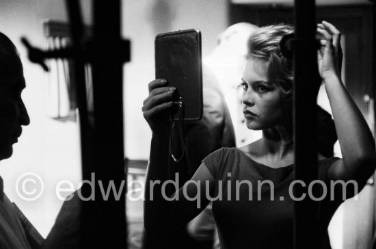 Brigitte Bardot. During filming of "Et Dieu créa la femme". Studios de la Victorine, Nice 1956. - Photo by Edward Quinn