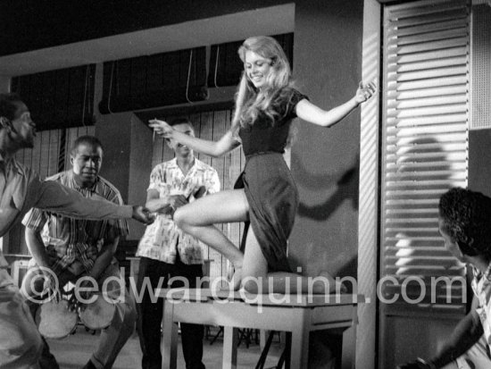 Brigitte Bardot dancing the Mambo for the film "Et Dieu créa la femme" ("And God Created Women"). Studios de la Victorine, Nice 1956. - Photo by Edward Quinn