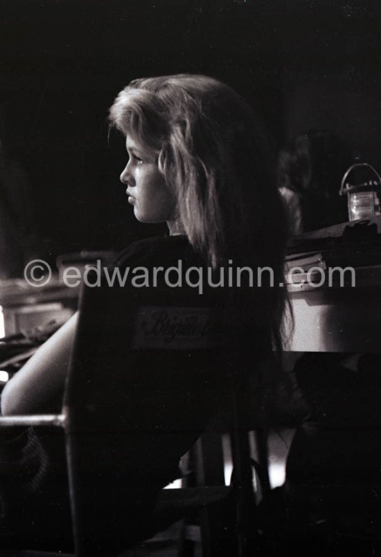 Brigitte Bardot on the film set of «Et Dieu créa la Femme» («And God Created Woman»). Directed by her husband Vadim. A film which made her world renowned. Studios de la Victorine, Nice 1956. - Photo by Edward Quinn