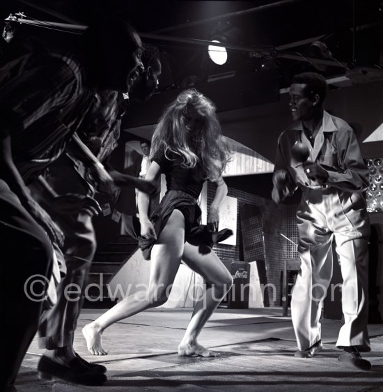 Brigitte Bardot dancing the Mambo for the film "Et Dieu créa la femme" ("And God Created Women"). Studios de la Victorine, Nice 1956. - Photo by Edward Quinn