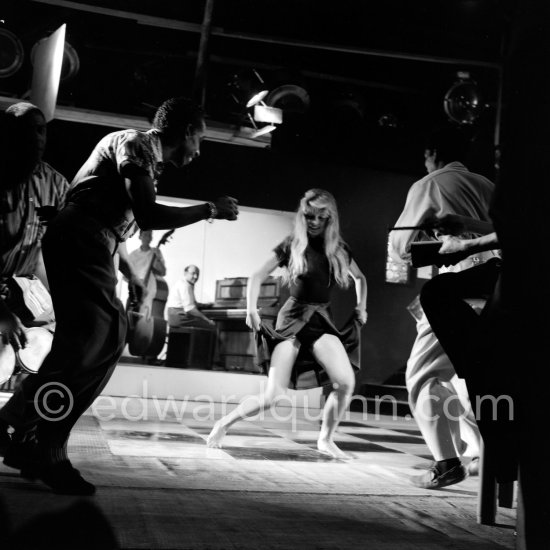 Brigitte Bardot dancing the Mambo for the film "Et Dieu créa la femme" ("And God Created Women"). Studios de la Victorine, Nice 1956. - Photo by Edward Quinn