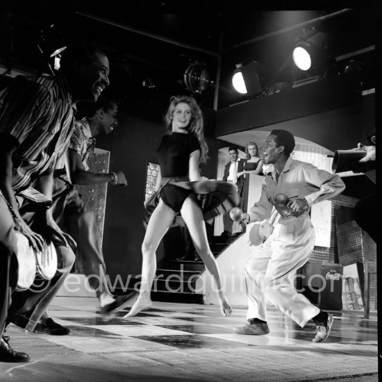 Brigitte Bardot dancing the Mambo for the film "Et Dieu créa la femme" ("And God Created Women"). Studios de la Victorine, Nice 1956. - Photo by Edward Quinn