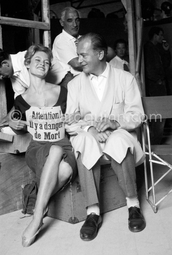 Brigitte Bardot and Curd Jürgens during filming of "Et Dieu créa la femme" ("And God Created Woman"). Studios de la Victorine, Nice 1956. - Photo by Edward Quinn