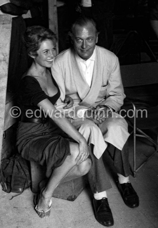 Brigitte Bardot and Curd Jürgens on the filmset of "Et Dieu créa la Femme" ("And God Created Woman"). Studios de la Victorine, Nice 1956. - Photo by Edward Quinn