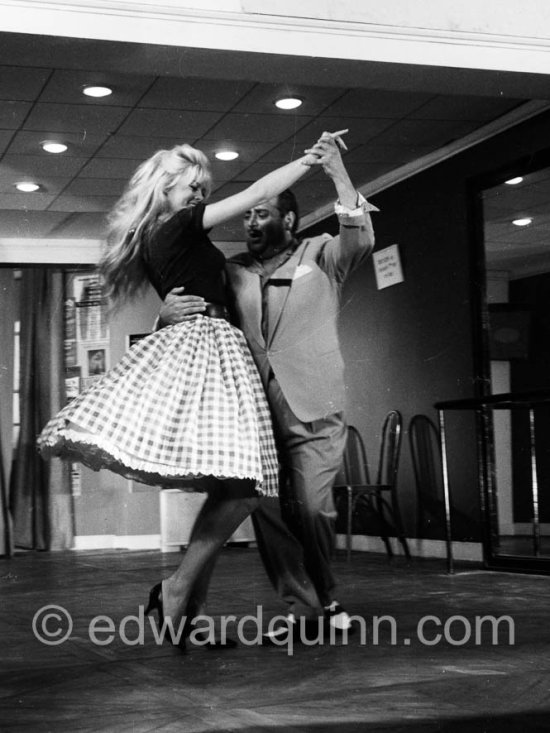 Brigitte Bardot Dario Moreno during filming of “Voulez-vous danser avec moi?”. Nice 1959. - Photo by Edward Quinn