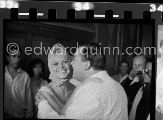 Brigitte Bardot with Jazz musician "Moustache" at his wedding. Antibes 1958. - Photo by Edward Quinn