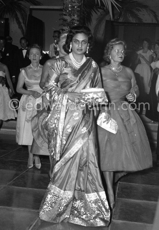 Sita Devi, Maharanee of Baroda, known as the "Indian Wallis Simpson". "Bal de la Mer", Monte Carlo 1958. - Photo by Edward Quinn