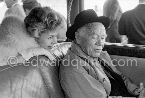 William Maxwell Max Aitken, 1st Baron Beaverbrook (Press Lord, London  Express Group) and Wendy Russell Reves, wife of Emery Reves, Nice Airport  1959.