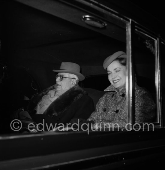 Prince Aga Khan and the Begum arriving at Nice Airport 1955. - Photo by Edward Quinn