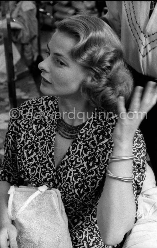 Ingrid Bergman at the hairdresser in the Carlton Hotel. Cannes Film Festival 1956. - Photo by Edward Quinn