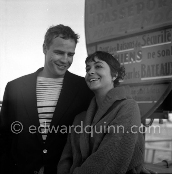 In 1954 Marlon Brando came to Bandol, a small town near Toulon, to visit his fiancée Josanne Mariani-Bérenger, daughter of a fisherman. Brando liked Bandol, as nobody really knew who he was. At first he refused to be photographed, but later he came out for a walk along the harbor and even smiled when he saw the photographer. Brando announced his engagement to the press, however the love affair ended abruptly when he returned to America. Bandol 1954. - Photo by Edward Quinn