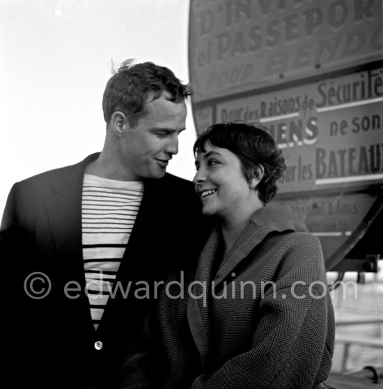 In 1954 Marlon Brando came to Bandol, a small town near Toulon, to visit his fiancée Josanne Mariani-Bérenger, daughter of a fisherman. Brando liked Bandol, as nobody really knew who he was. At first he refused to be photographed, but later he came out for a walk along the harbor and even smiled when he saw the photographer. Brando announced his engagement to the press, however the love affair ended abruptly when he returned to America. Bandol 1954. - Photo by Edward Quinn