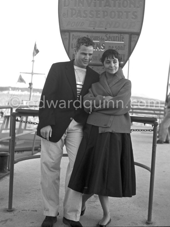 In 1954 Marlon Brando came to Bandol, a small town near Toulon, to visit his fiancée Josanne Mariani-Bérenger, daughter of a fisherman. Brando liked Bandol, as nobody really knew who he was. At first he refused to be photographed, but later he came out for a walk along the harbor and even smiled when he saw the photographer. Brando announced his engagement to the press, however the love affair ended abruptly when he returned to America. Bandol 1954. - Photo by Edward Quinn