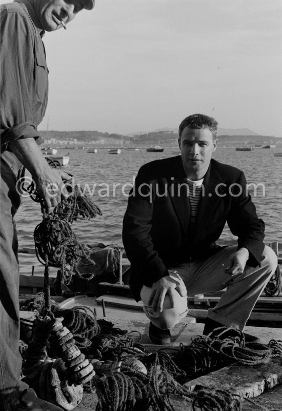 Marlon Brando at the port in Bandol 1954. - Photo by Edward Quinn