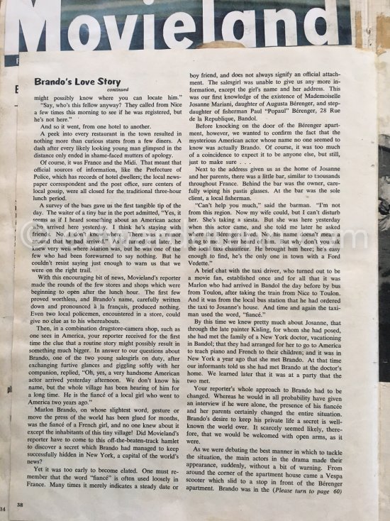 "Brando's Love Story" in Movieland. February 1954. - Photo by Edward Quinn