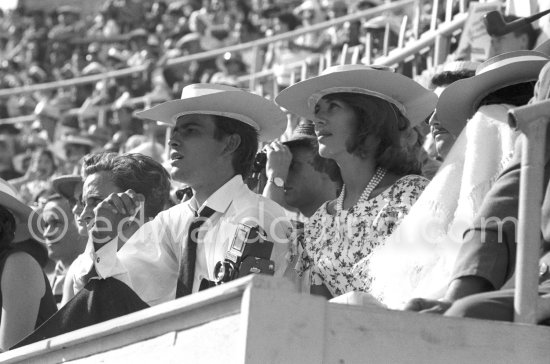 Horst Buchholz with his wife Myriam Bru at a bullfight. Arles 1960. - Photo by Edward Quinn