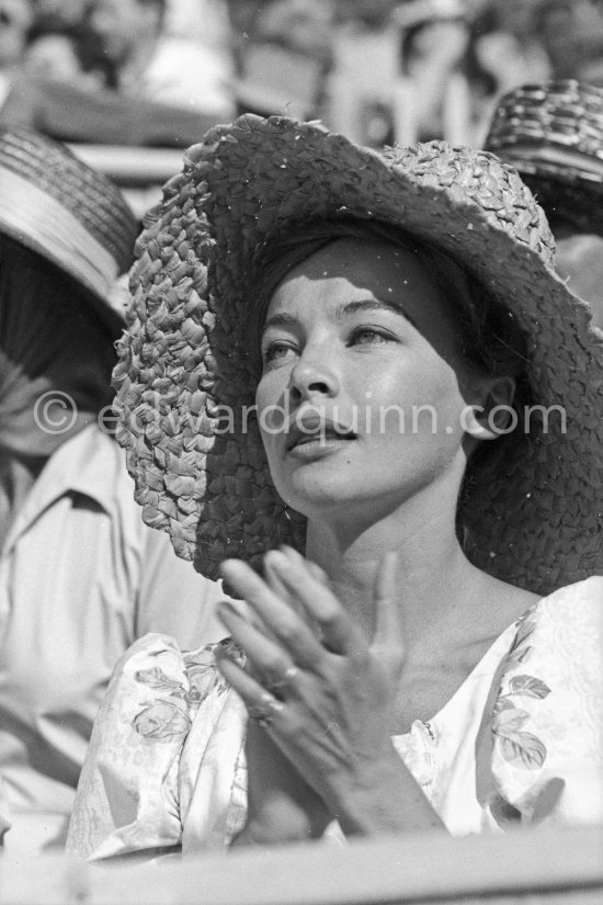 Leslie Caron at a bullfight. French actress and dancer. She was one of the most famous musical stars in the 1950s. Arles 1960. - Photo by Edward Quinn