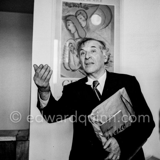 Marc Chagall at the Chagall painting exhibition. Nice, February 1952. - Photo by Edward Quinn