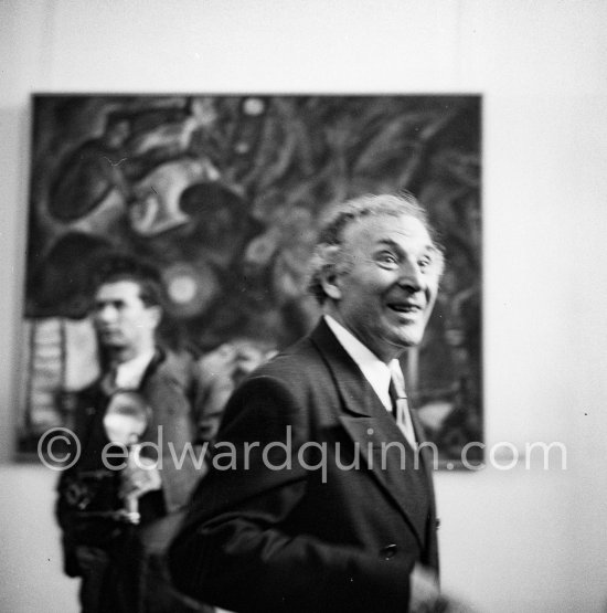 Marc Chagall at the Chagall painting exhibition. Nice, February 1952. - Photo by Edward Quinn
