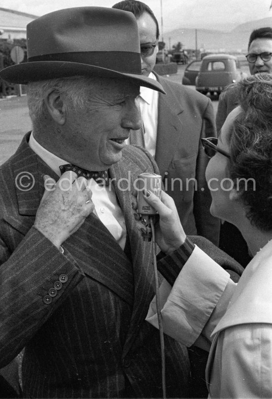 Charly Chaplin interviewed for Radio Monte Carlo. Nice 1957. - Photo by Edward Quinn