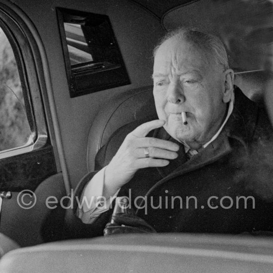 Sir Winston Churchill, arrival at Nice Airport 1959. Car: 1948/49 Rolls-Royce Silver Wraith, #WZB29, Touring Limousine by Park Ward. Owner Emery Reves (Churchill’s U.S. publisher). Detailed info on this car by expert Klaus-Josef Rossfeldt see About/Additional Infos. - Photo by Edward Quinn