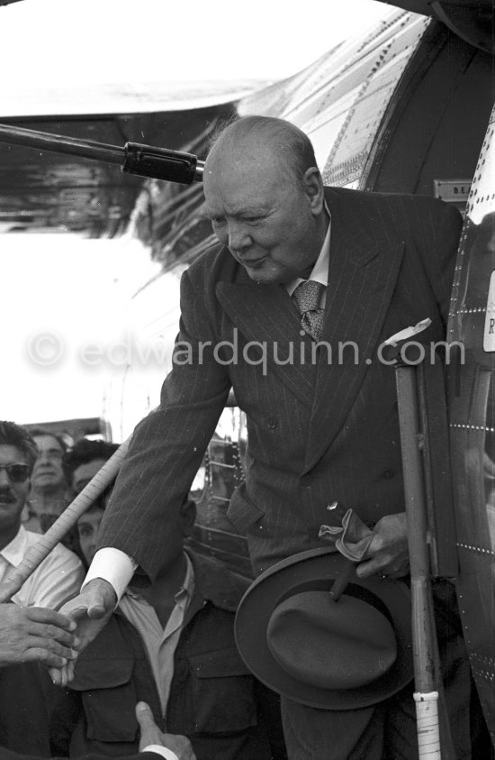 Sir Winston Churchill, departure at Nice Airport 1955. - Photo by Edward Quinn