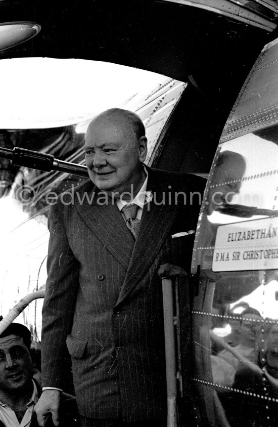 Sir Winston Churchill, departure at Nice Airport 1955. - Photo by Edward Quinn