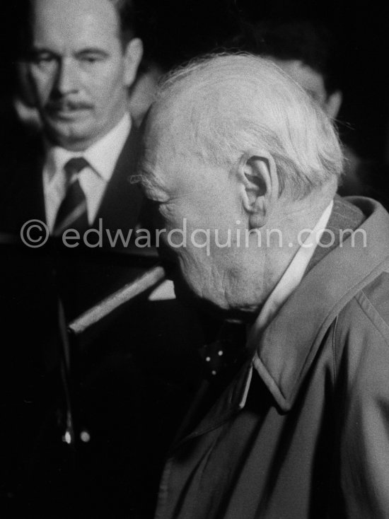 Winston Churchill at Nice Prefecture where he met French president Charles de Gaulle. In the background Edmond Murray, Churchill’s Scotland Yard bodyguard. Nice 1960. - Photo by Edward Quinn