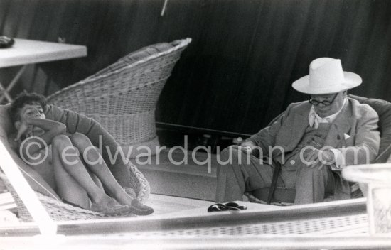 Alexander Onassis and Sir Winston Churchill on board Onassis' yacht Christina. Monaco harbor 1959. - Photo by Edward Quinn