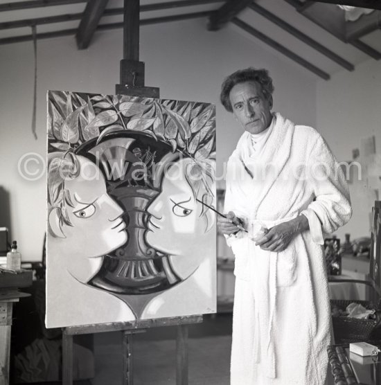 Jean Cocteau at Villa Santo Sospir. Saint-Jean-Cap-Ferrat 1952. - Photo by Edward Quinn