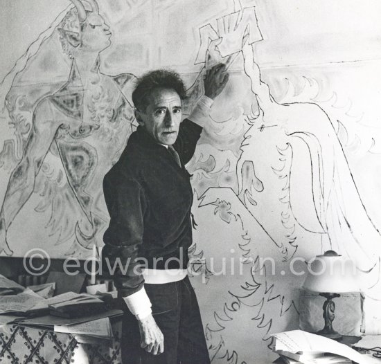 Jean Cocteau at Villa Santo Sospir. Saint-Jean-Cap-Ferrat 1954. - Photo by Edward Quinn