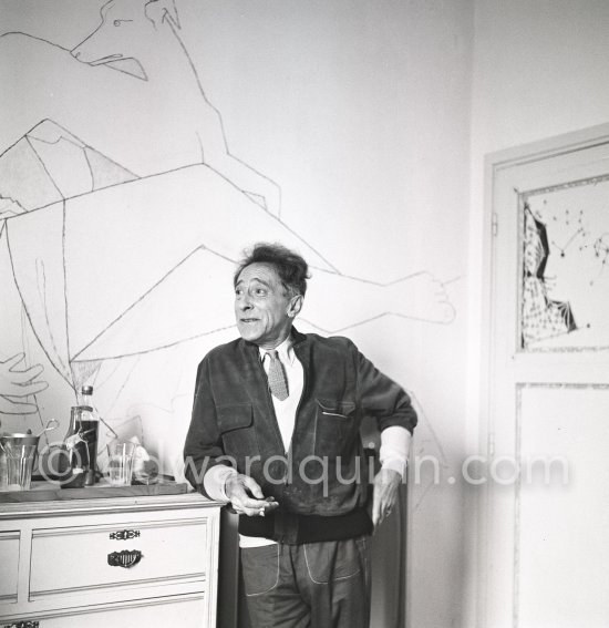 Jean Cocteau at Villa Santo Sospir. Saint-Jean-Cap-Ferrat 1954. - Photo by Edward Quinn