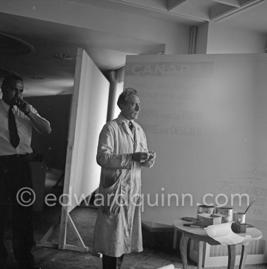 Jean Cocteau, making a drawing for the 6th Cannes Film Festival. Cannes 1953. - Photo by Edward Quinn