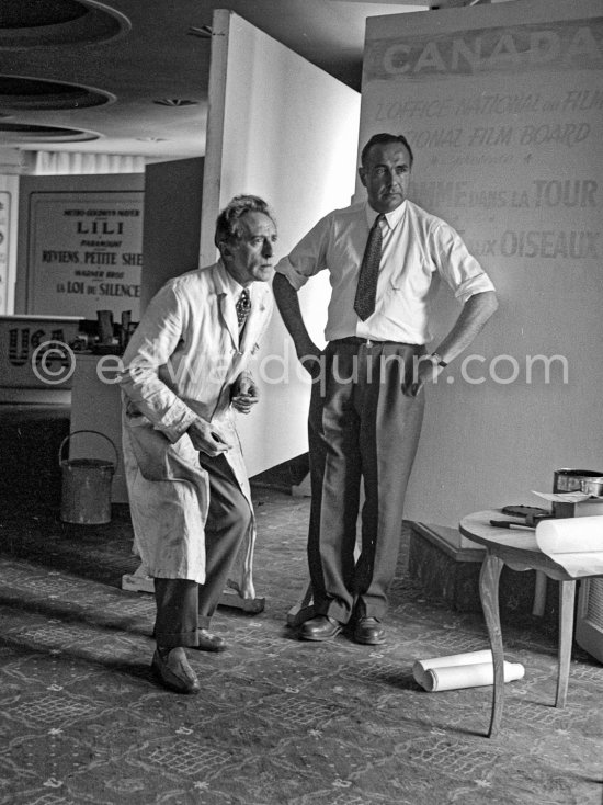 Jean Cocteau, making a drawing for the 6th Cannes Film Festival. Cannes 1953. - Photo by Edward Quinn