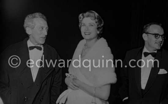 Jean Cocteau, Princess Grace, Prince Rainier. Cannes Film Festival 1958 - Photo by Edward Quinn