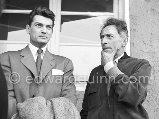 Jean Cocteau and Jean Marais. Nice Airport 1952. - Photo by Edward Quinn