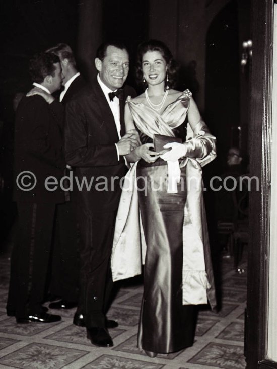 Eddie Constantine and Lise Bourdin. Stars in "Ces dames préfèrent le mambo". Cannes Film Festival 1957. - Photo by Edward Quinn