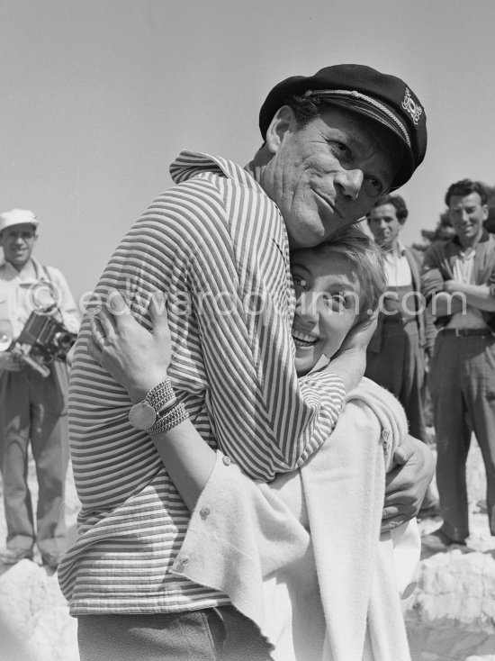 Eddie Constantine and Pascale Roberts at the Cannes Film Festival 1956. - Photo by Edward Quinn