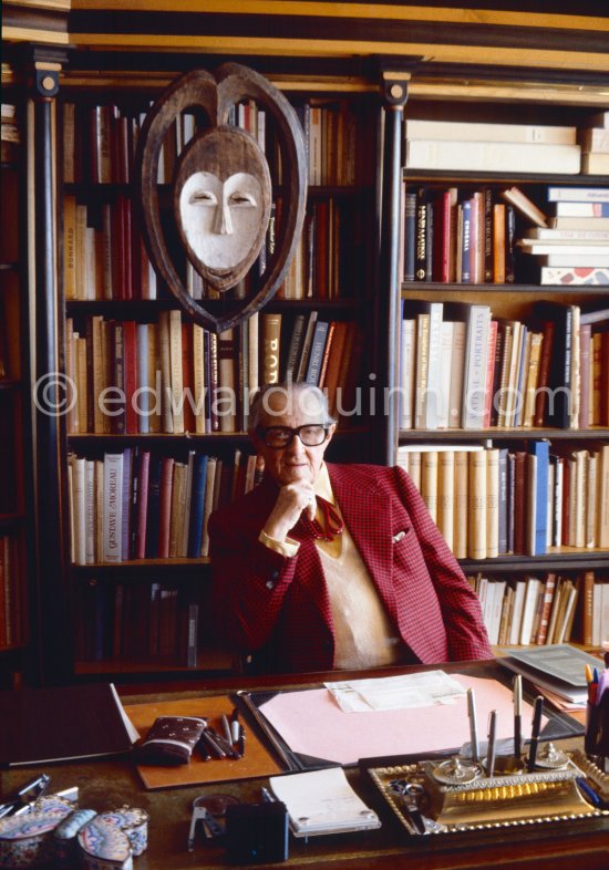 British art historian and art collector Douglas Cooper at his office in Monte Carlo 1983. - Photo by Edward Quinn