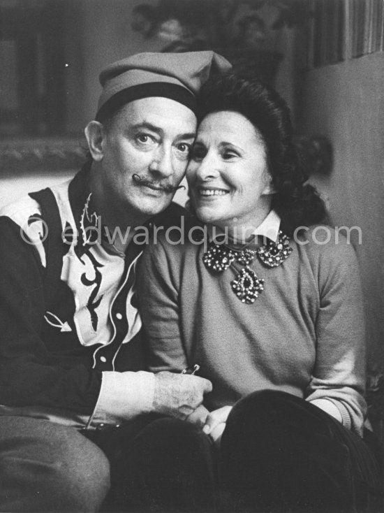 Encouraging Salvador Dalí in his work is his Russian born wife Gala to whom he submits all his work for her critic or approval. At Salvador Dalí\'s house, Portlligat, Cadaqués, 1957. - Photo by Edward Quinn