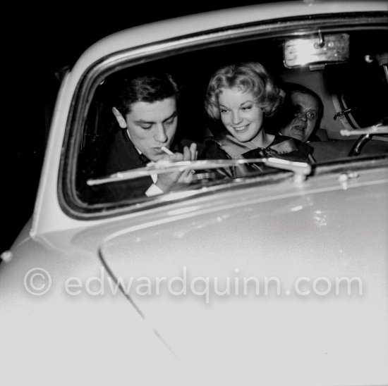 Alain Delon and Romy Schneider. Guests of honor of Princess Grace at the Gala de Pâques for the International Sporting Club. Monte Carlo 1959. - Photo by Edward Quinn