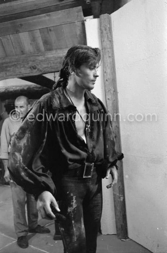 Alain Delon during filming of "La tulipe noire". Studios de la Victorine. Nice 1963. - Photo by Edward Quinn