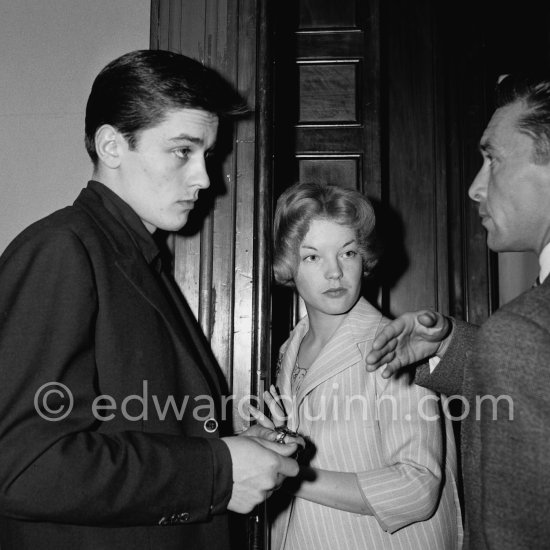 Romy Schneider, Alain Delon and Porfirio Rubirosa during filming of "L’ange blanc". Monte Carlo, 1959. - Photo by Edward Quinn