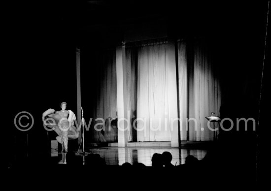 Marlene Dietrich performing at the Polio Gala night at the club Sporting d'Eté in Monte Carlo in 1954. - Photo by Edward Quinn