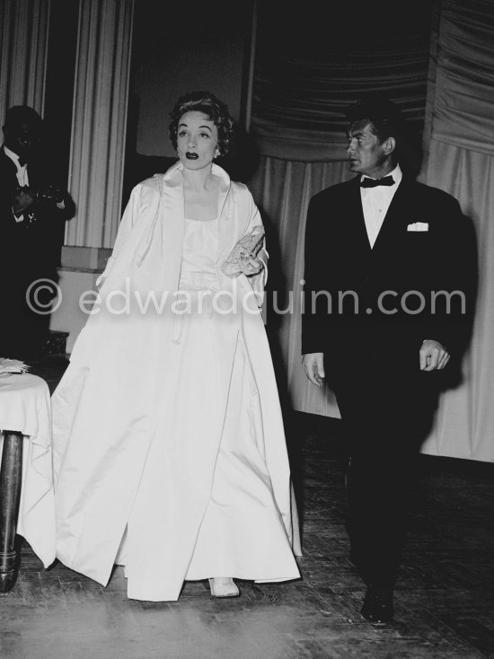 Marlene Dietrich and Jean Marais, leaving the Sporting d'Eté in Monte Carlo after a gala night in 1954. - Photo by Edward Quinn