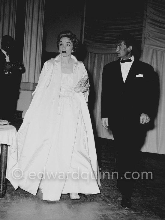 Marlene Dietrich and Jean Marais, leaving the Sporting d\'Eté in Monte Carlo after a gala night in 1954. - Photo by Edward Quinn